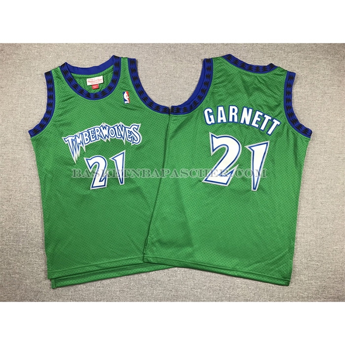 Maillot Enfant Minnesota Timberwolves Kevin Garnett NO 21 Hardwood Classics Throwback 1997-98 Vert